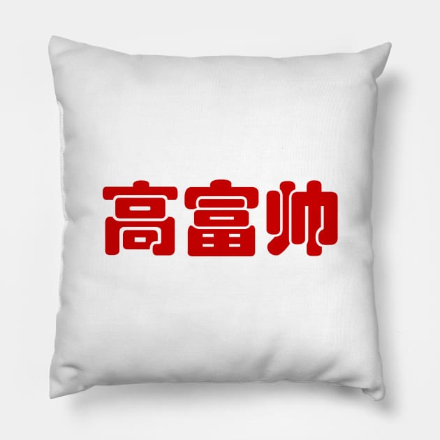 Tall, Rich & Handsome 高富帅 Chinese Hanzi MEME Pillow by tinybiscuits