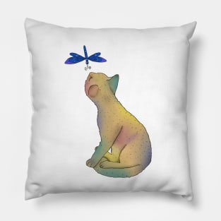 Katze mit blauer Libelle Pillow