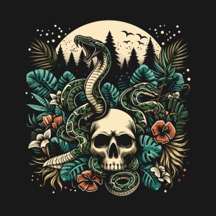 phyton with head skull on forest T-Shirt