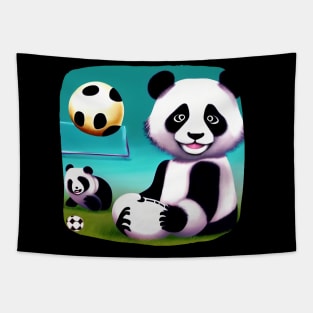 Future Panda Play Soccer Tapestry