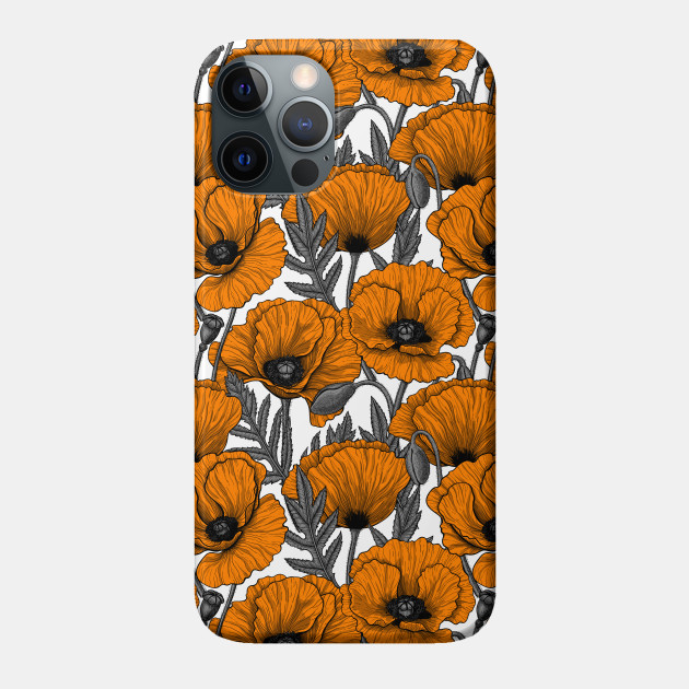 Orange poppy garden - Poppy - Phone Case