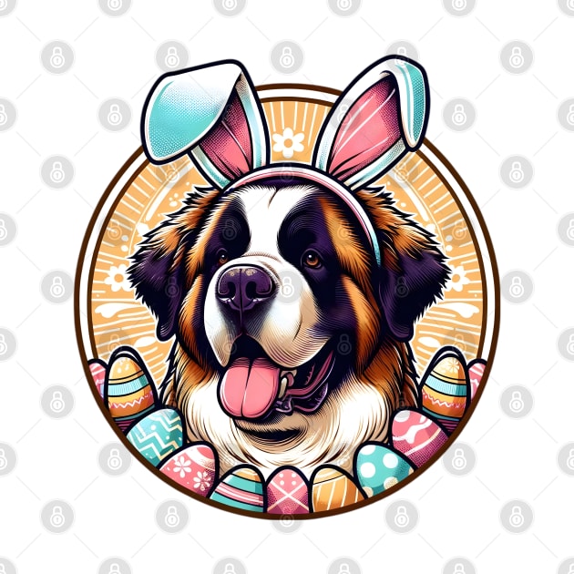 St Bernard Enjoys Easter with Bunny Ears and Joy by ArtRUs