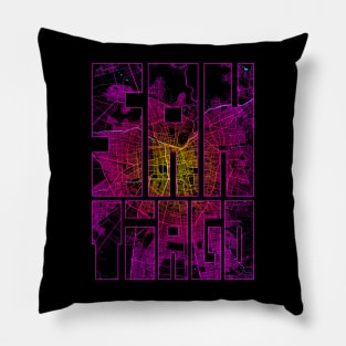 Santiago, Chile City Map Typography - Neon Pillow