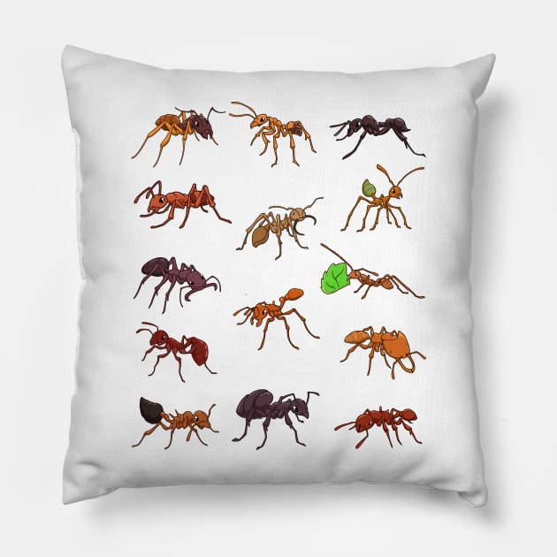 Many different species of ants Pillow by Modern Medieval Design