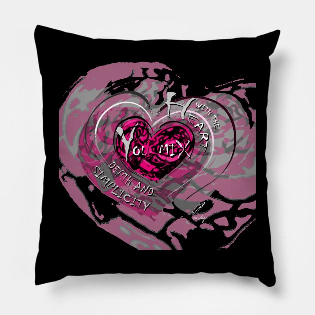 HEART MIX F BLACK Pillow by ACUANDYC