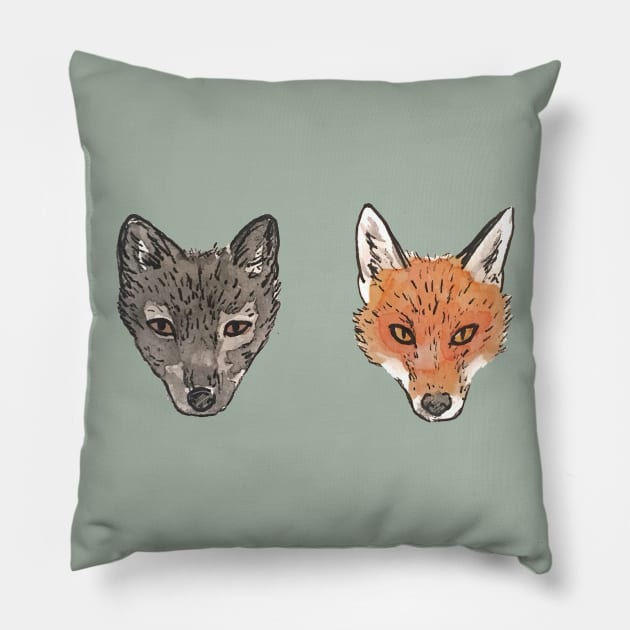 Arctic Fox Red Fox Pillow by lexalion