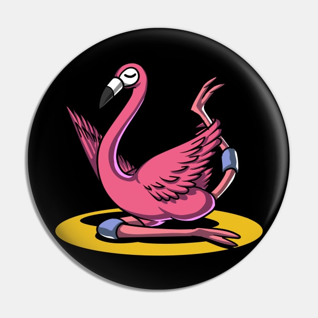 Cute Flaimingo Yoga Lover Bird Pin by underheaven