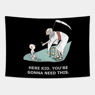 Funny New Year's Father Time cartoon Tapestry