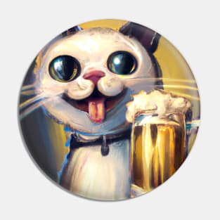 Happy Cat with Beer Pin