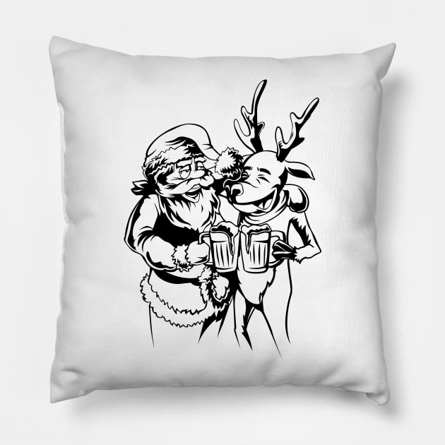 Santa and raindeer Pillow by Whatastory