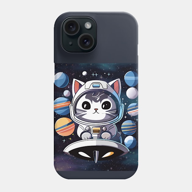 Cosmic Cat: Scottish Gray in Space Adventure Phone Case by linann945