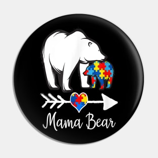 Mama Bear Puzzle Pieces Autism Awareness Costume Pin