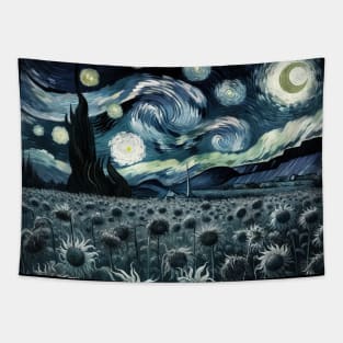 Enchanted Flower Garden Night: Starflower Starry Floral Tapestry