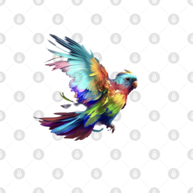 Colorful parrot flapping wings by baksuart