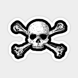 Skull and Crossbones 1 White - Distressed Magnet