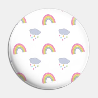 Rainbow and Rain Clouds Pattern Pin