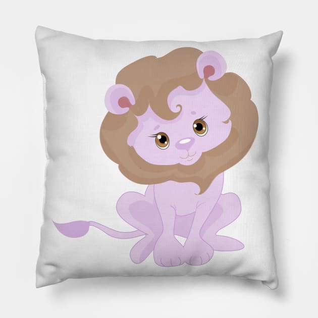 Cute Purple Baby Lion Pillow by Animal Specials