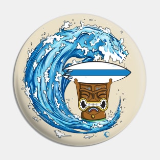 Tiki Wave Surf Pin