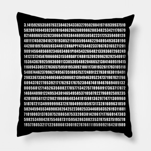 Embedded Happy PI DAY T-shirt 1000 Digits Pillow by Scarebaby