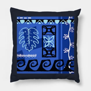 Blue Hawaiian Patterns Pillow