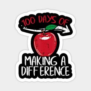 Days Of Difference Apple 100th Day School Teacher Magnet