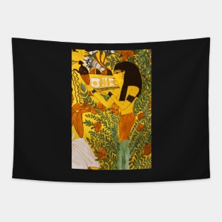 Egyptian in Garden Artwork Tapestry