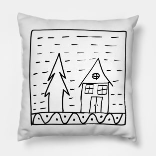 A house and a tree . Pillow