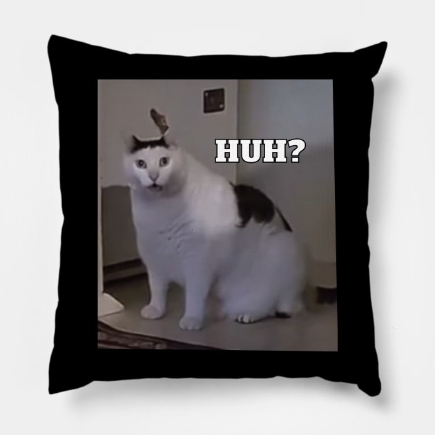 Huh Cat Meme Pillow by LaroyaloTees