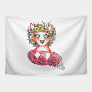 Fox with a Flowecrown Tapestry