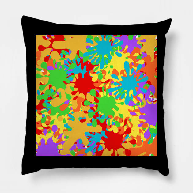 colorful paint drops Pillow by Crystal6789