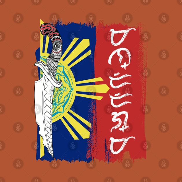 Philippine Flag / Tribal line Art Knife / Baybayin word Mandirigma (Warrior) by Pirma Pinas