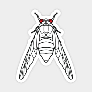 Cicada Line Drawing Graphic for Brood X 17 Year Hatch Magnet