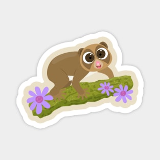 Cute slow loris flowers cartoon kids illustration Magnet