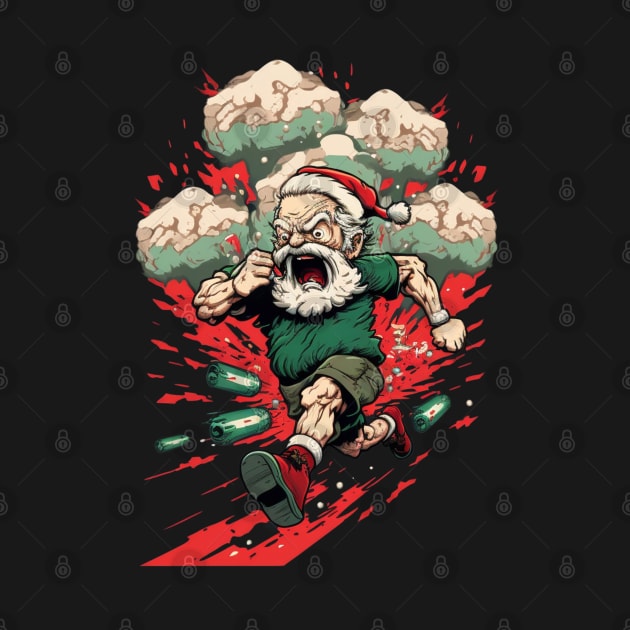 BADASS SANTA, Violent Night-inspired Christmas design by Buff Geeks Art