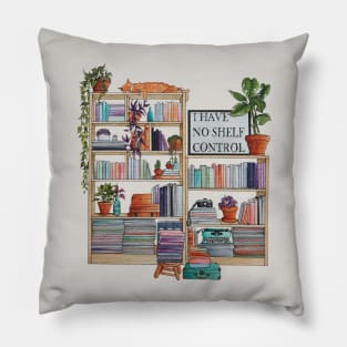 Watercolor bookshelf I have no shelf control Pillow