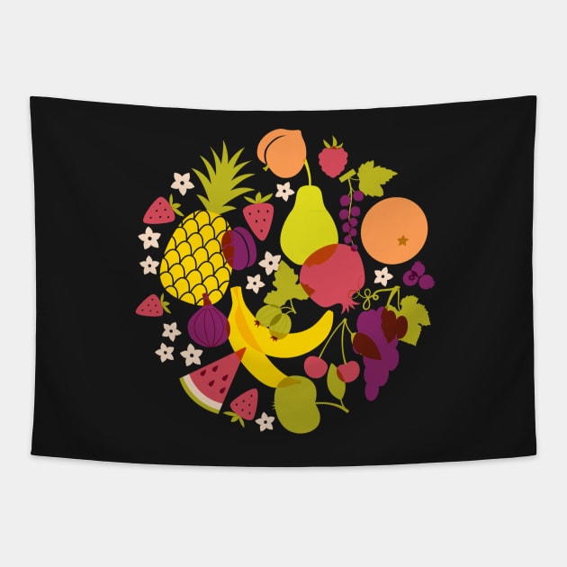 Pineapple Orange Grape Fresh Fruit Tapestry by bragova