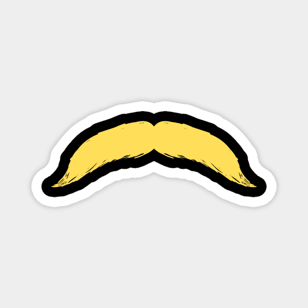 Yellow Hairy Mustache Magnet by InkyArt