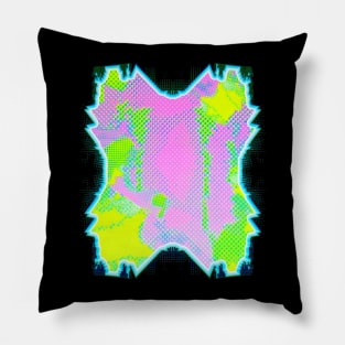 Glitch Art Abstract - Futuristic Neon Grunge Burst Design Pillow