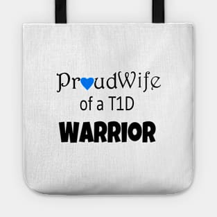 Proud Wife - Black Text - Blue Heart Tote