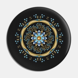 Blue and Gold Mandala on Deep Blue Pin