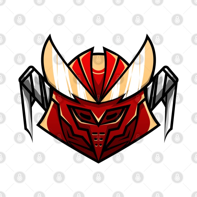 samurai robot head vector character by fandi.creations