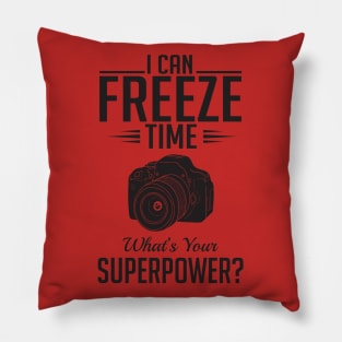 I can freeze time. Whats your superpower? (black) Pillow