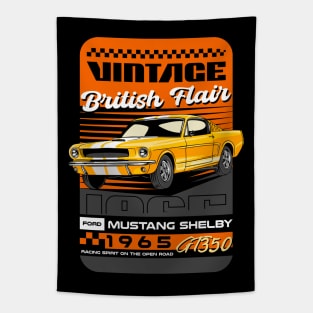 Retro V8 Mustang Car Tapestry