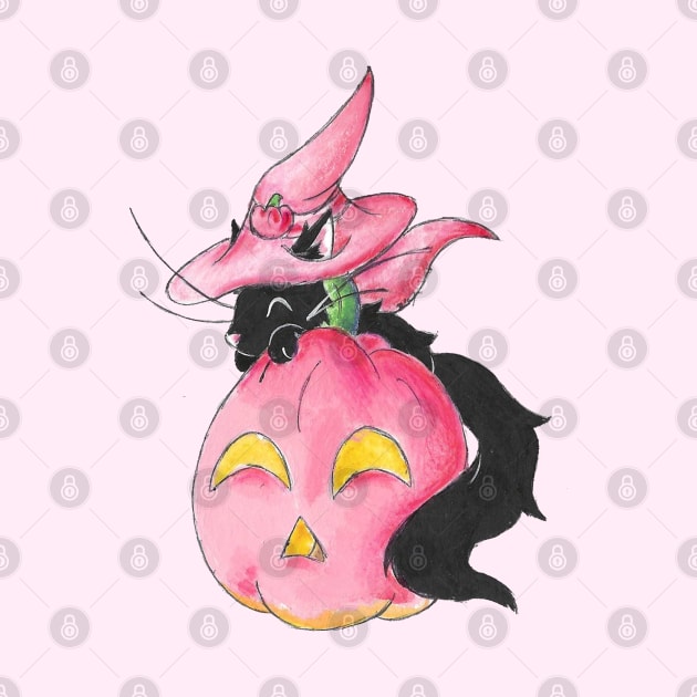 Pink Pumpkin Witch by KristenOKeefeArt