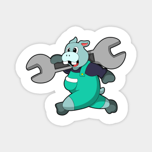 Hippo as Mechanic with Wrench Magnet