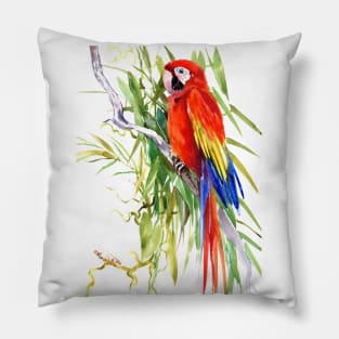 Scarlet Macaw Tropical Jungle Parrot Pillow