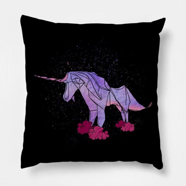 Origami Unicorn Pillow by theglaze