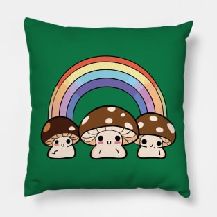 Groovy 80s Kawaii Mushrooms Pillow