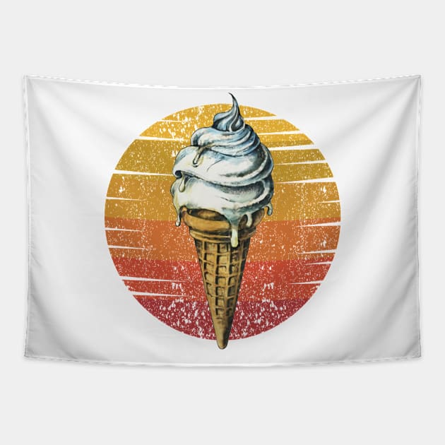 Vanilla Ice Cream Ice Cream Cone Ice Cream Lover Holiday Retro Style Gift Japanese Art Tapestry by DeanWardDesigns