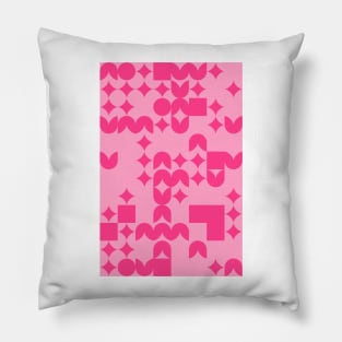 Girly Pinkish Geometric Pattern - Flowers & Stars #1 Pillow